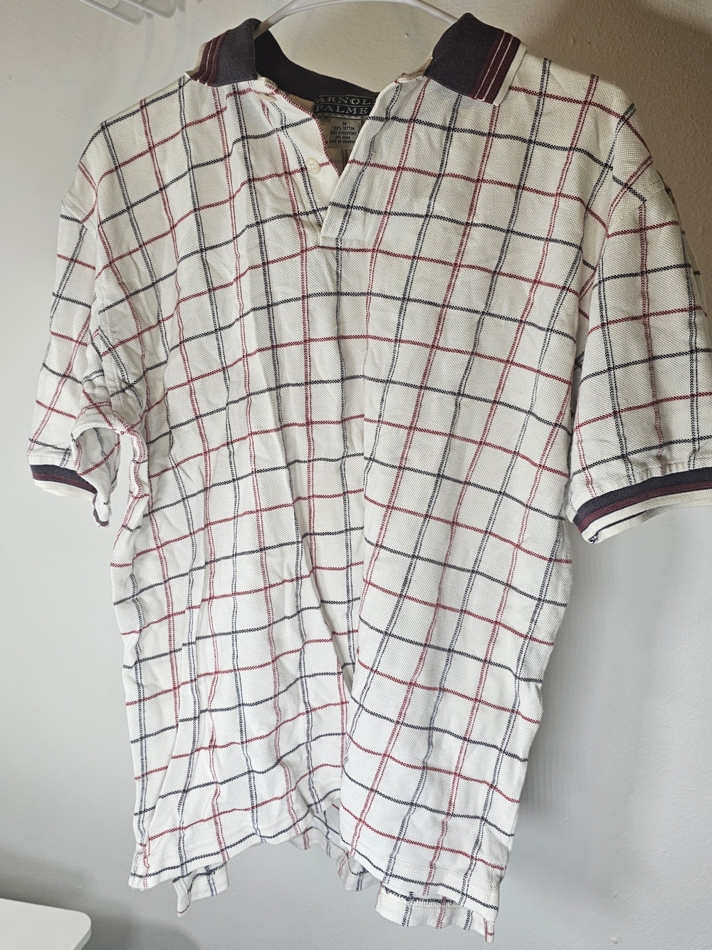 Vintage Arnold Palmer Mens Medium Golf Polo Plaid Short Sleeve
